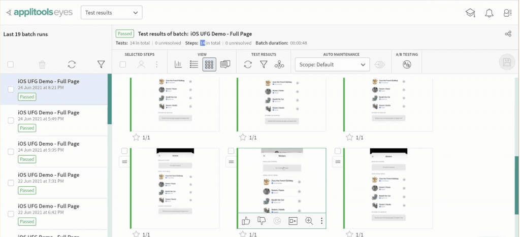 Applitools AI-powered testing platforms