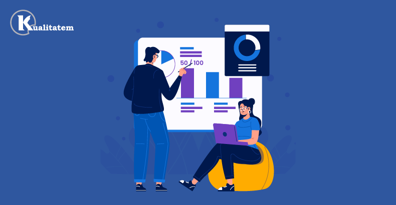 Two people looking at data and understanding insights provided by AI.